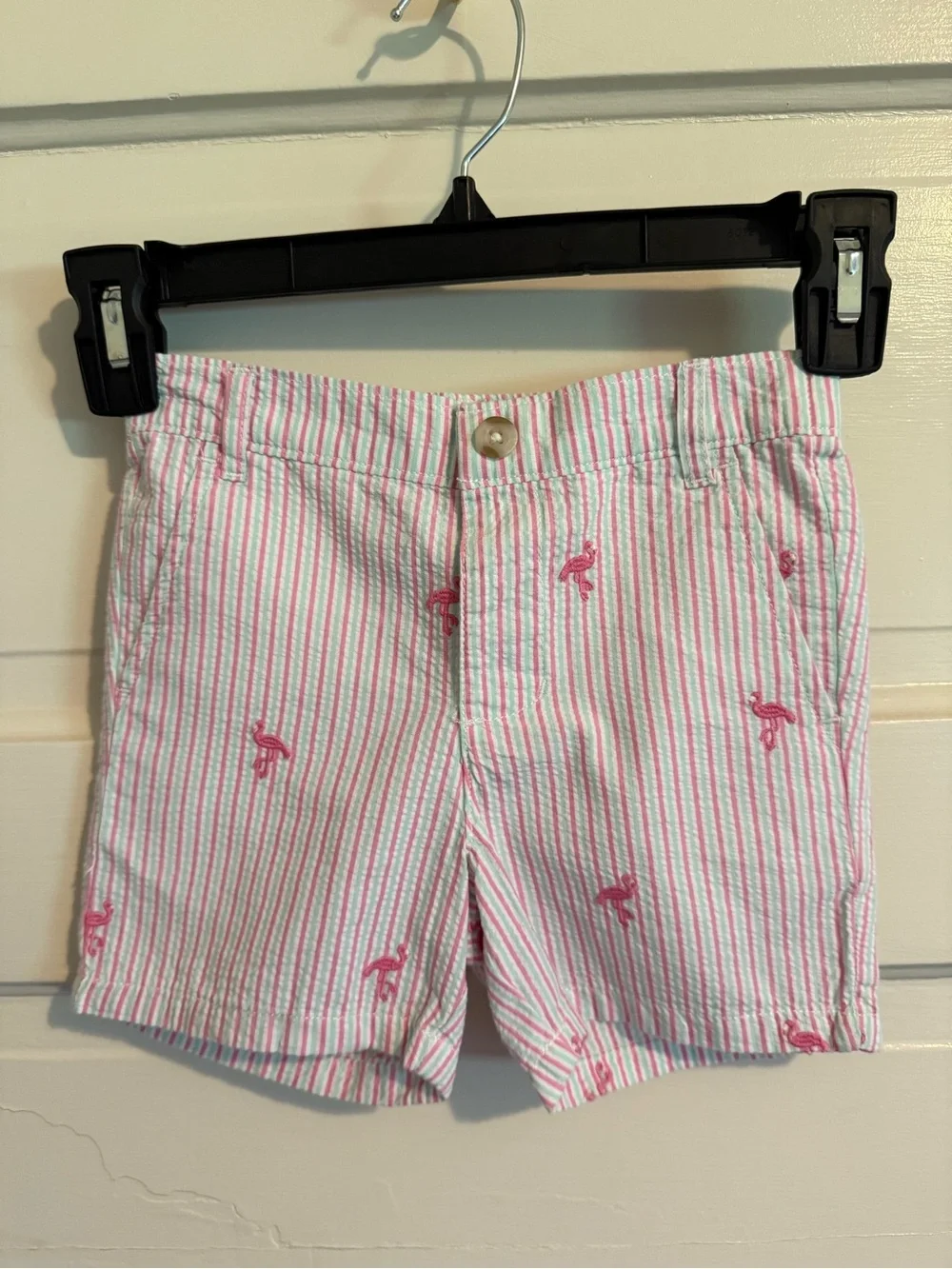 Gymboree Striped Button-Down Shirt with Flamingo Print and Matching Shorts Set